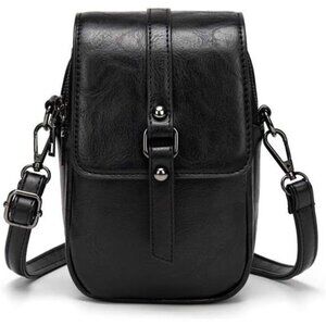 Vintage Crossbody Phone Bag for Women, Small Leather Shoulder Purse and Handbag